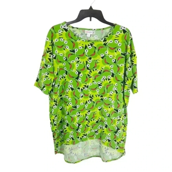 {LuLaRoe} X Disney "The Muppets" Kermit the Front Print Irma Tunic Top - Picture 3 of 10